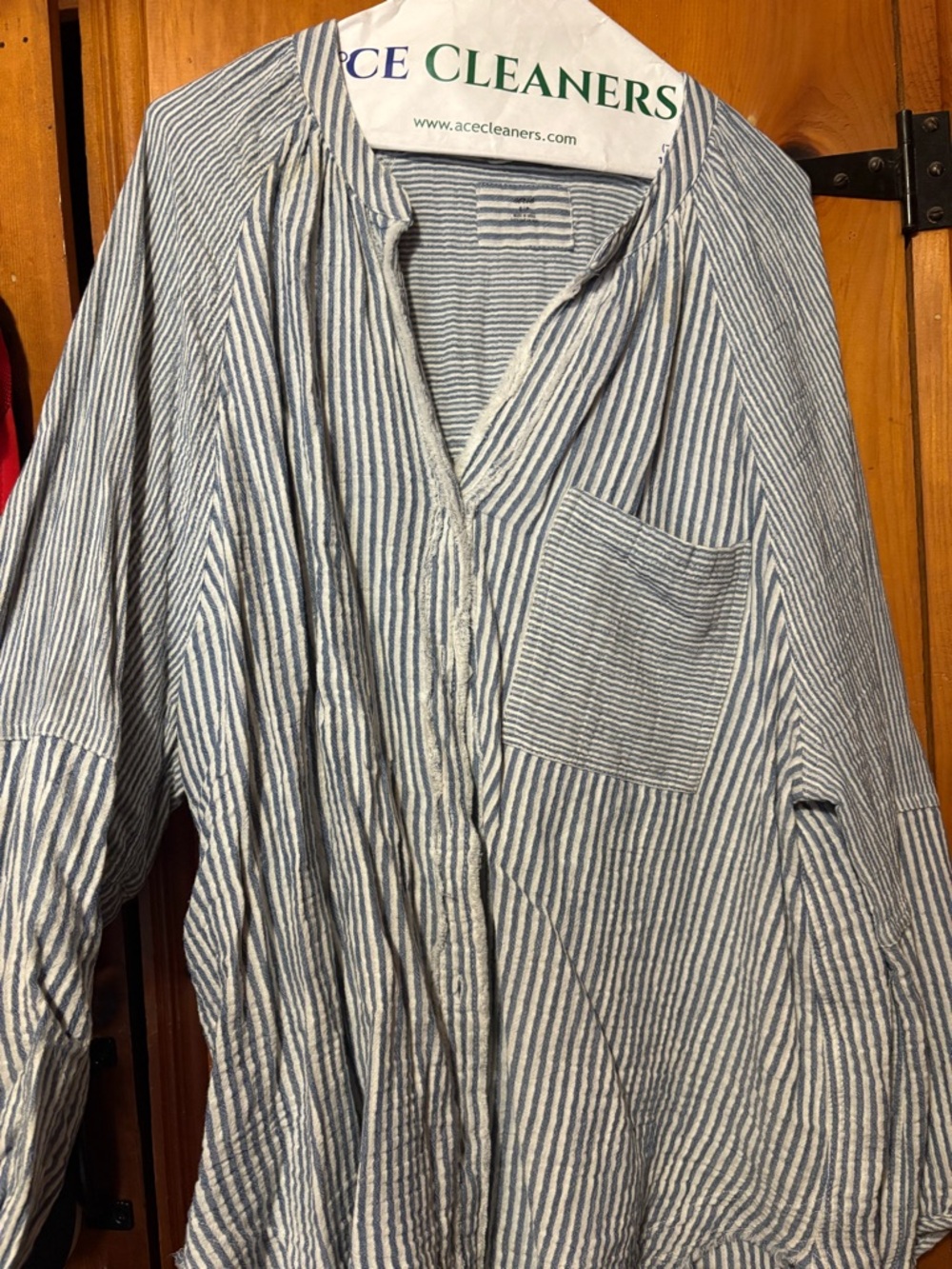 Striped Blue and White Womens Button-Front Swim Cover Up